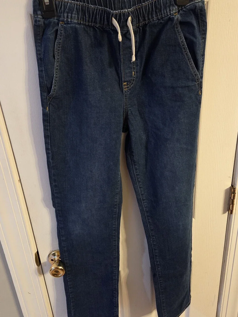 Old Navy Kids Blue Denim Pull-On Jeans Straight Leg Drawstring Size XL 14-16